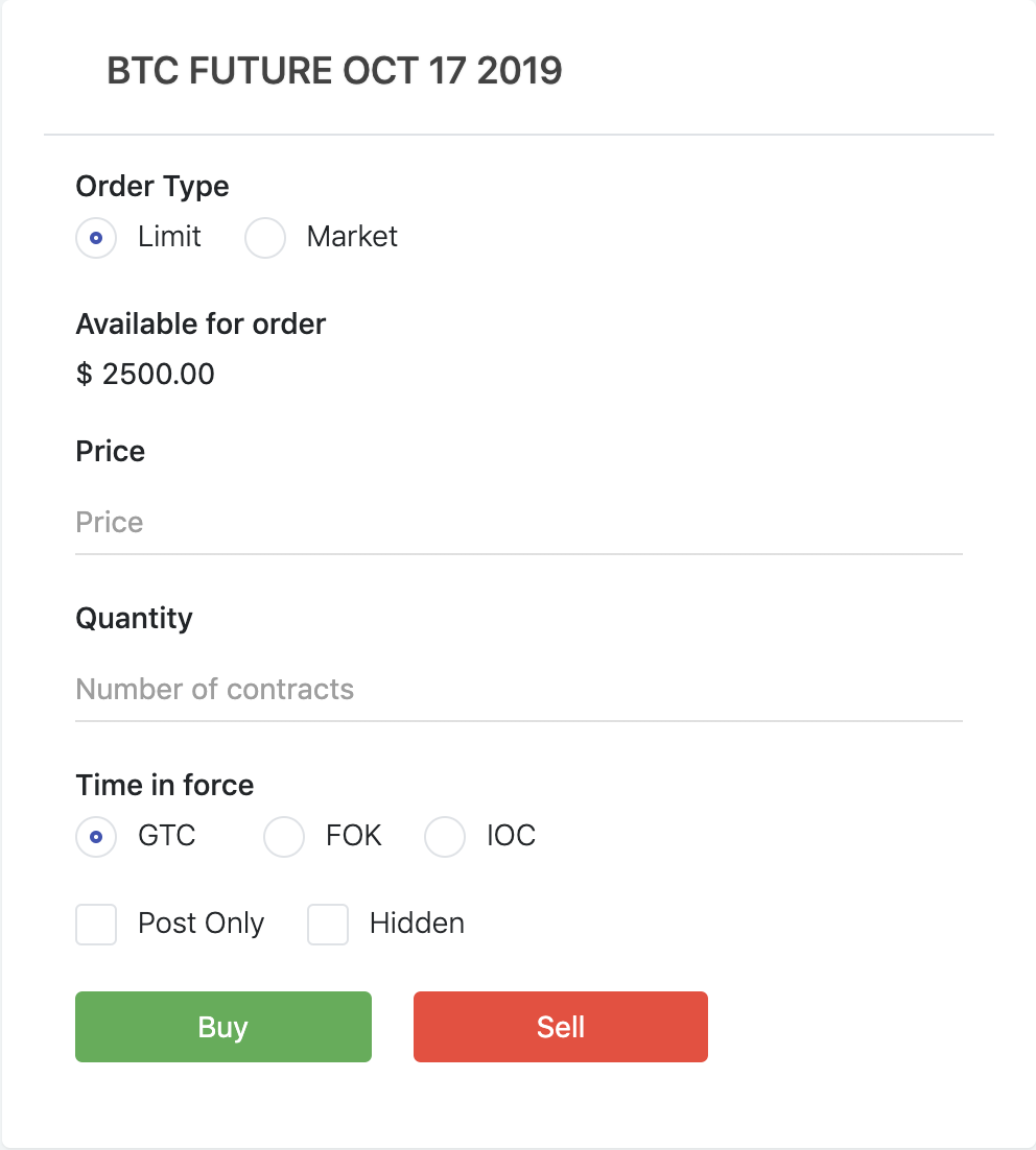 panel that Option Pool users can submit their Bitcoin futures and options trading orders to the server
