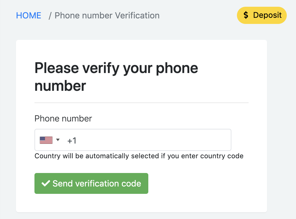phone verification request form at Option Pool